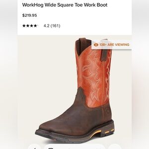 Ariat WorkHog Two-Tone Brown and Chestnut Wide Square Toe Work Boot